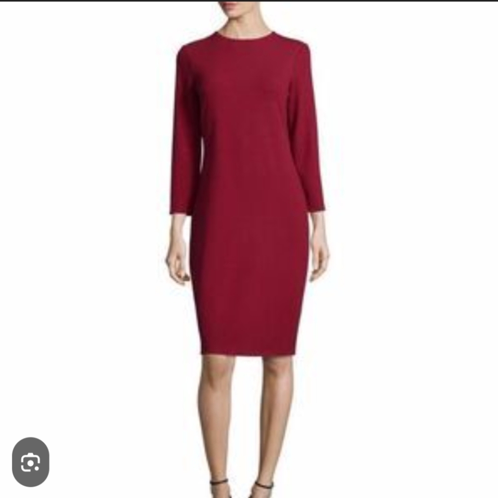 VINCE Crimson Red Stretch Bouclé Sheath Dress Size Medium